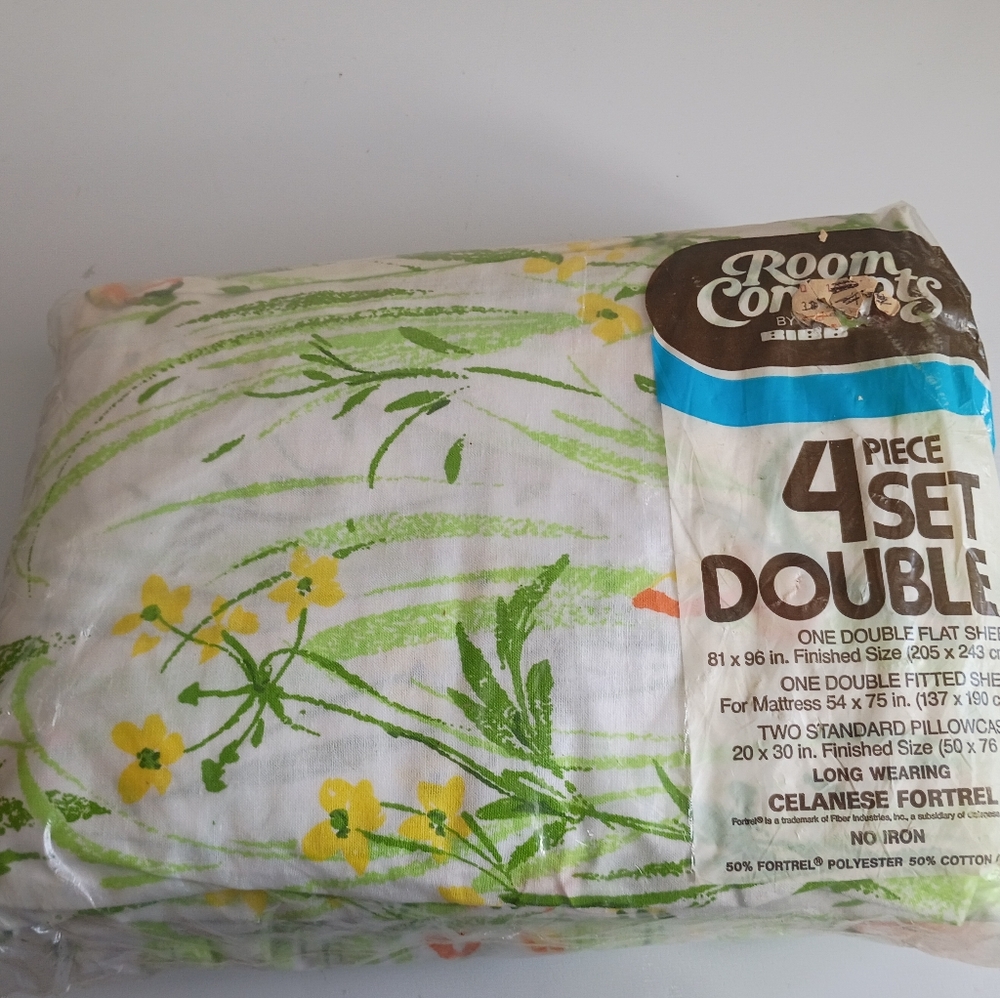 Vintage Y2K Retro 70s Sheet Set Full USA Made New